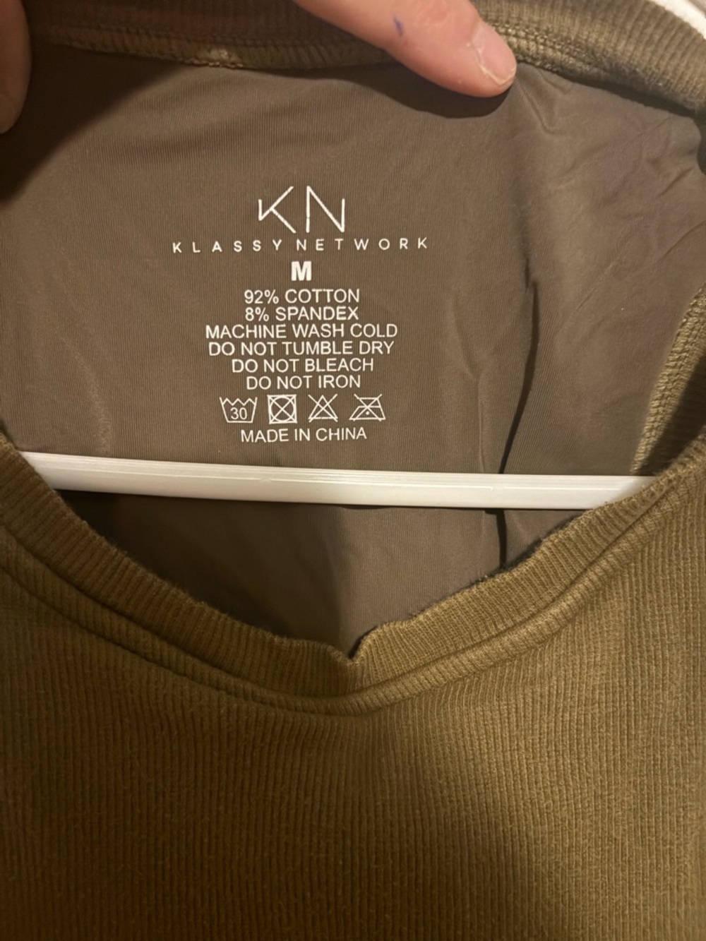 Klassy Network Olive Ribbed Razorback Crop Top - Picture 3 of 3